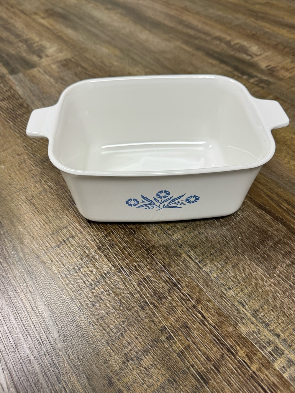 Corning Ware Vtg White Blue Cornflower Ceramic Loaf Pan Floral Accent 5 1/2x3